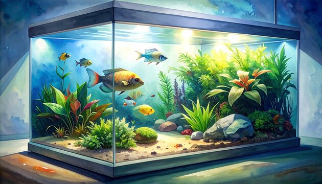 Tropical indoor garden with colorful parrot and lush plants.