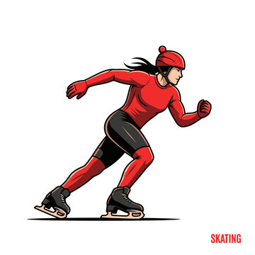 Dynamic Speed Skater In Motion Athletic Winter Sport Performance Illustration