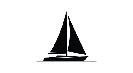 Sailing boat silhouette on a white background simple graphic design © Safia512