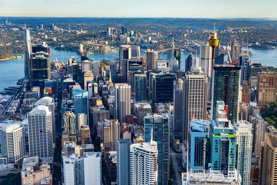 Taken from over Haymarket, facing north over Sydney CBD