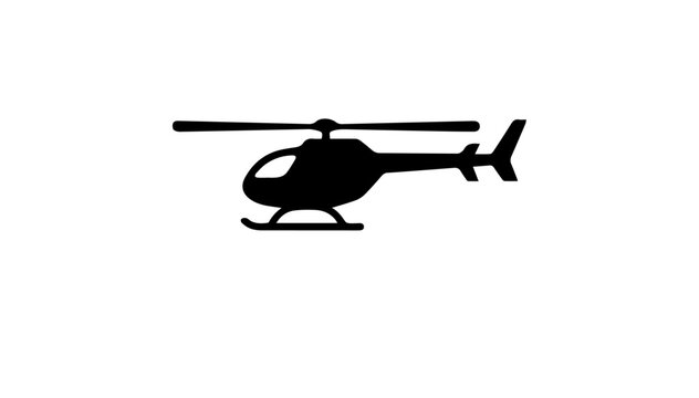 Helicopter Black Silhouette Icon White Background.