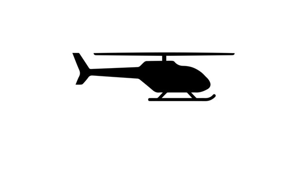 Helicopter Black Silhouette Icon White Background.