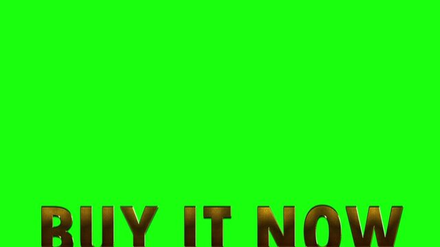 Buy It Now Golden 3D Business Text Animation on Green Screen