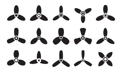 Propeller icons, fan blades, airplane propeller in flat style, vector illustration isolated on transparent background. © MdSamsul