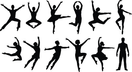 Dancer Silhouette Vector Collection with Ballet and Contemporary Dance Performance Poses Set © MstShahin
