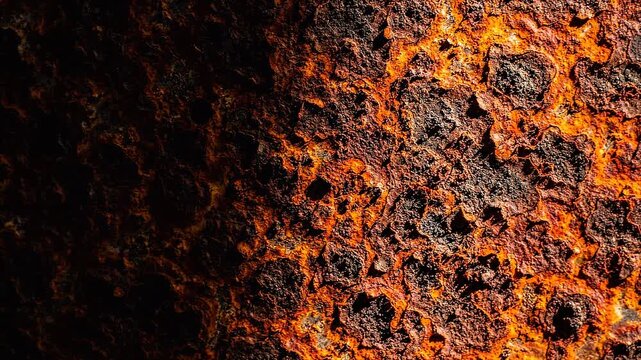 A detailed oxidized metal surface reveals rich rust colors and rugged industrial texture.
