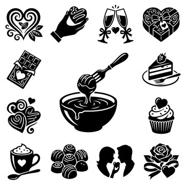 Chocolate love icons collection flat design