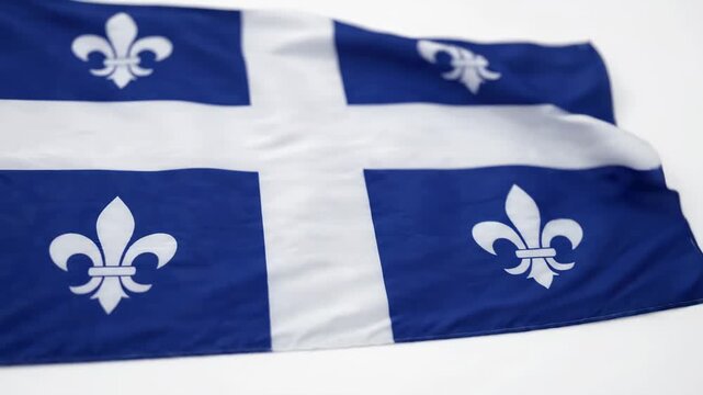 Quebec flag waving on white background