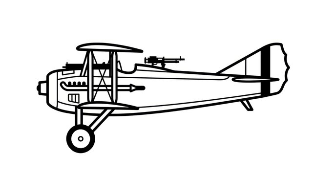 Vintage Biplane Aircraft Illustration.