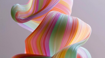 Obraz premium Abstract digital art piece that appears to be made up of multiple layers of colorful lines. the lines are arranged in a wave-like pattern, creating a sense of movement and energy.