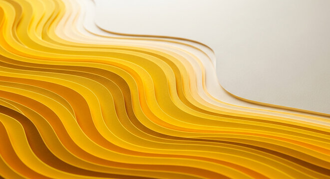 Layered yellow paper creates a rippling effect, symbolizing flow, creativity, and a warm, bright aesthetic ideal for graphic design.