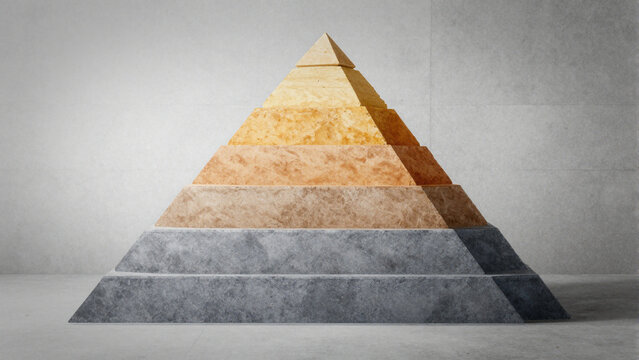 infographic pyramid showing tier levels in different concrete colors