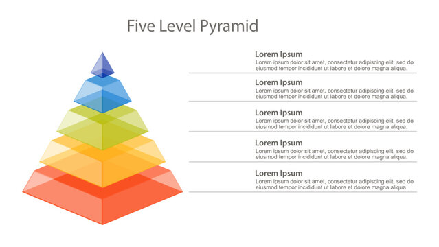 Transparent Five Level Glass Pyramid Hierarchy Infographic