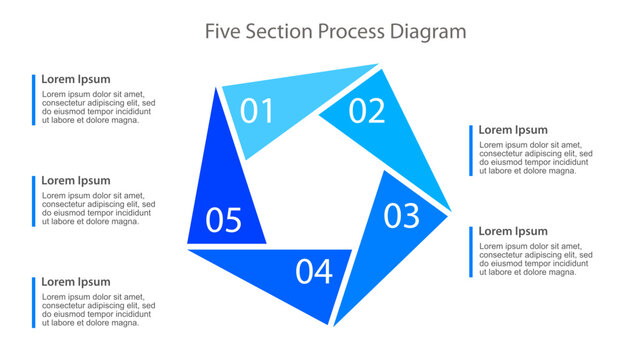 Blue Five Step Segmented Pentagon Cycle Infographic
