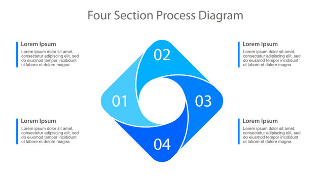Blue Four Step Square Swirl Cycle Infographic