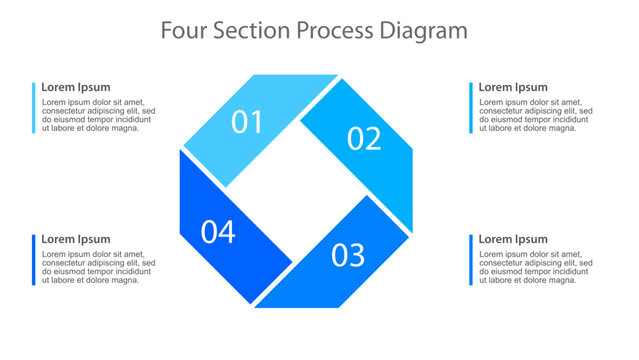 Blue Four Step Square Ribbon Process Infographic