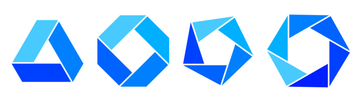 Blue Three to Six Part Polygon Cycle Diagram Collection