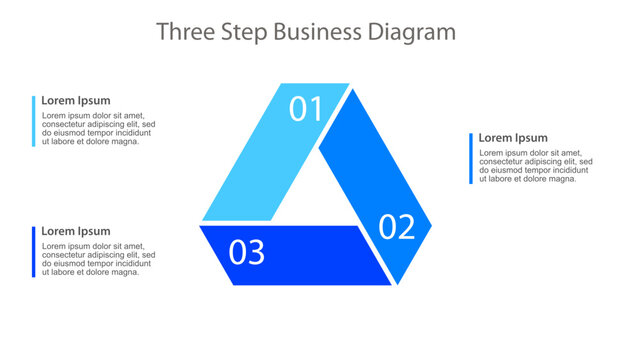 Blue Triangular Ribbon Three Step Business Infographic