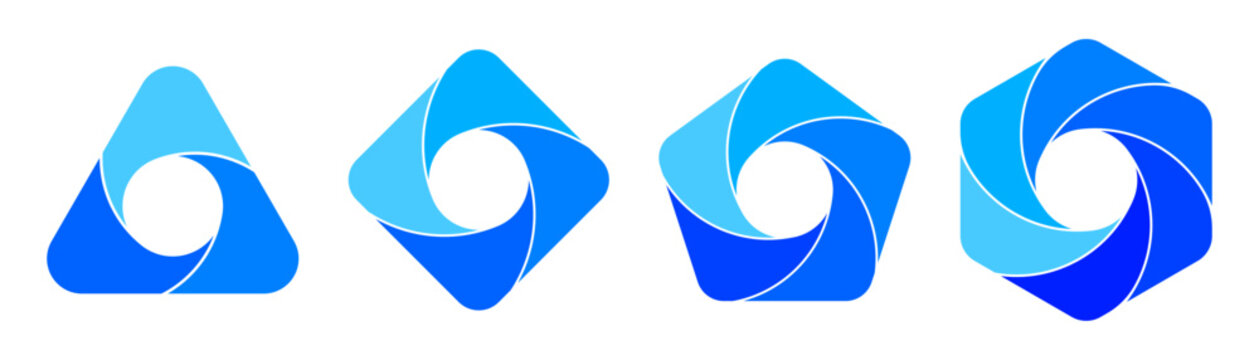 Blue Three to Six Blade Swirl Cycle Diagram Collection