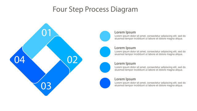 Blue Four Step Square Process Infographic Template