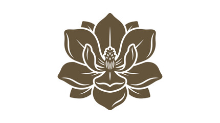 Elegant brown magnolia flower bloom symmetrical illustration. © Haji