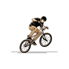 Obraz premium Athletic Rider Performs Trick On A Bicycle Action Shot