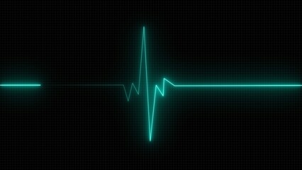 Neon green heartbeat line showing a medical pulse rhythm isolated on a dark background © Asfiya stock