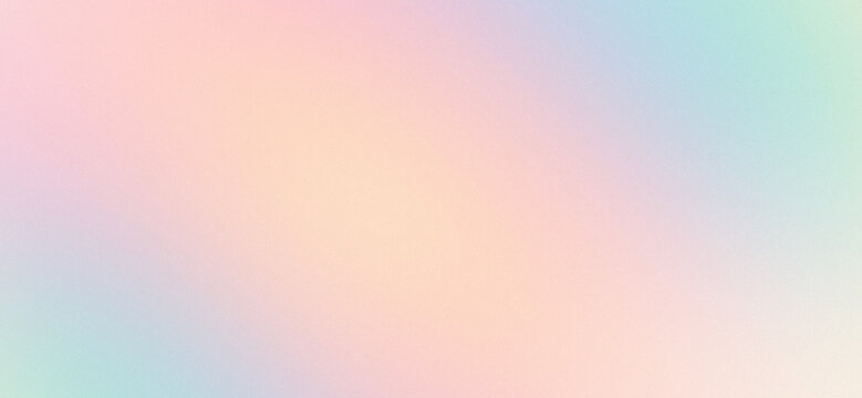 Abstract soft pastel gradient background with glowing peach pink mint lavender aura mesh and vintage grainy noise texture