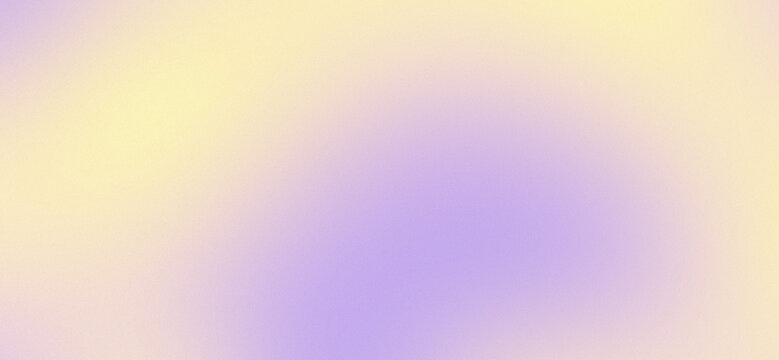 Abstract soft pastel gradient background with glowing butter yellow cream lavender purple aura mesh and vintage grainy noise texture