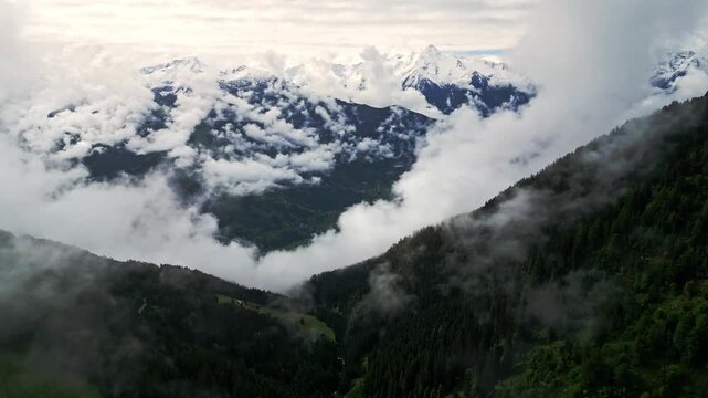 Zillertal Austria landscape with mountains by drone
