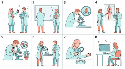 Fototapeta premium Scientists conducting various research experiments and analyses in a laboratory