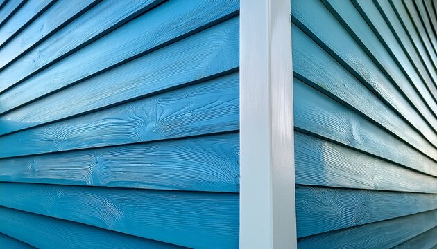 light blue horizontal shiplap siding on house corner with clean interlocking planks