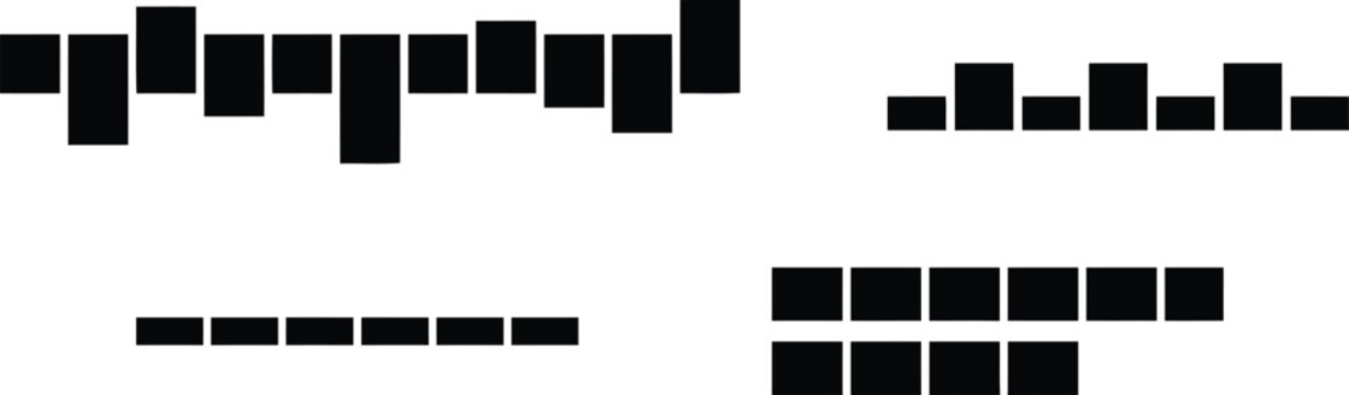 Collection of various black loading bars and progress indicators isolated on transparent background silhouette