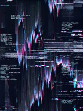 Distorted Stock Chart &mdash; Blue Purple Waveform Glitch
