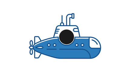 Obraz premium Blue cartoon submarine icon isolated on white