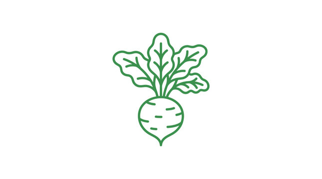 Green outline radish vegetable icon.