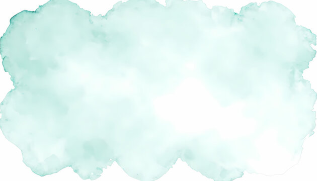 Pale aqua watercolor cloud wash on white