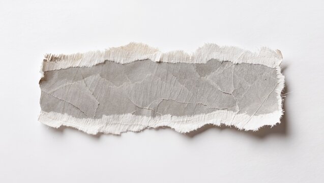 Bandes de papier d&eacute;chir&eacute; gris et noir avec bords effiloch&eacute;s isol&eacute;es sur fond blanc, textures vintage pour maquettes, collages et cr&eacute;ations graphiques