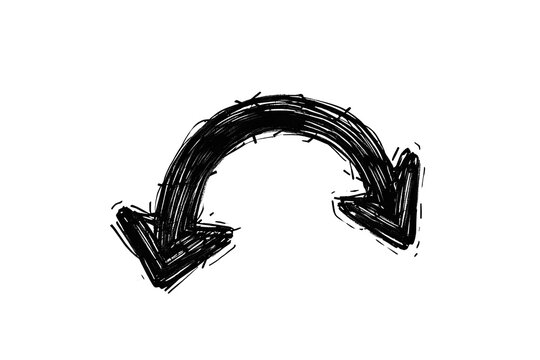 Curved hand drawn return arrow
