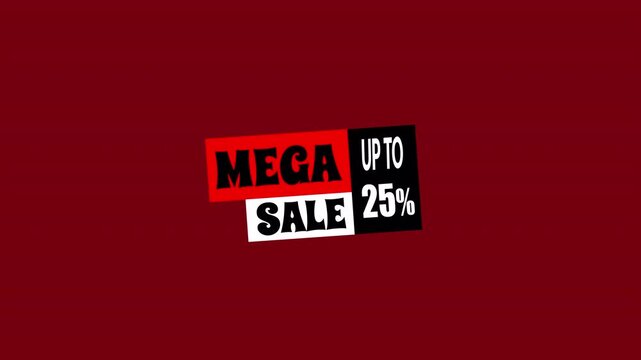 Sale Up to 25%  Discount Animation on Transparent Background, Twenty-Five Percent Off Promotional Badge, Deals and Special Offers Motion Graphic, 4K 