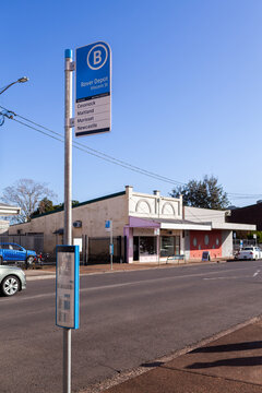 Bus stop sign along public transport route in Cessnock