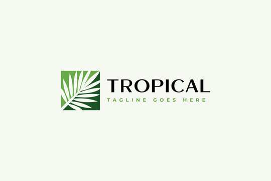 Tropical Palm Tree Logo design vector illustration
