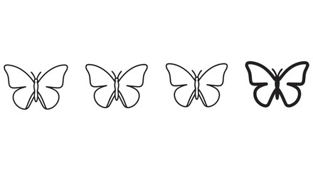 Four Black Line Art Butterfly Shapes On White Background butterflies © MDRASEL