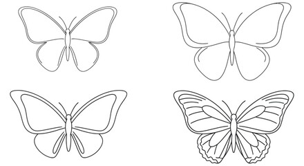 Butterfly Line Art Collection Four Variations On White Background butterflies © MDRASEL
