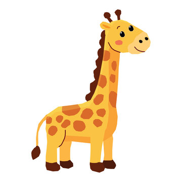 Cute giraffe cartoon vector illustration isolated on white background