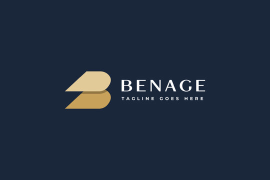 Benage Modern Luxury Logo Mockup - Gold Letter B Monogram on Navy Background for Corporate Branding