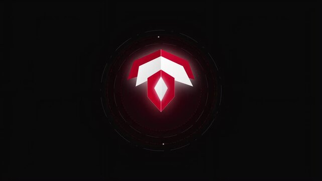 Indonesian Independence Day Abstract Red and White Logo Motion Graphic with Glowing Digital Circular Elements on Dark Background