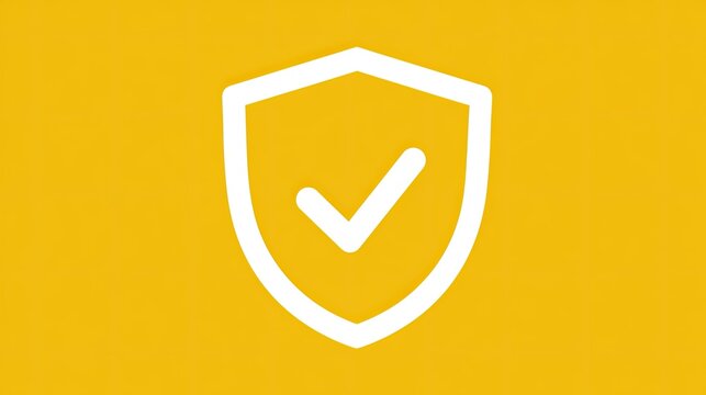 White shield with checkmark icon on a vibrant yellow background