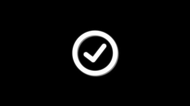Checklist symbol icon. Animated check mark icon in black against white background for positive affirmations and approved actions. alpha channel 4K video