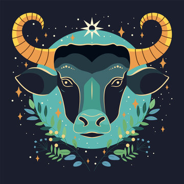 Taurus zodiac sign, colorful illustration